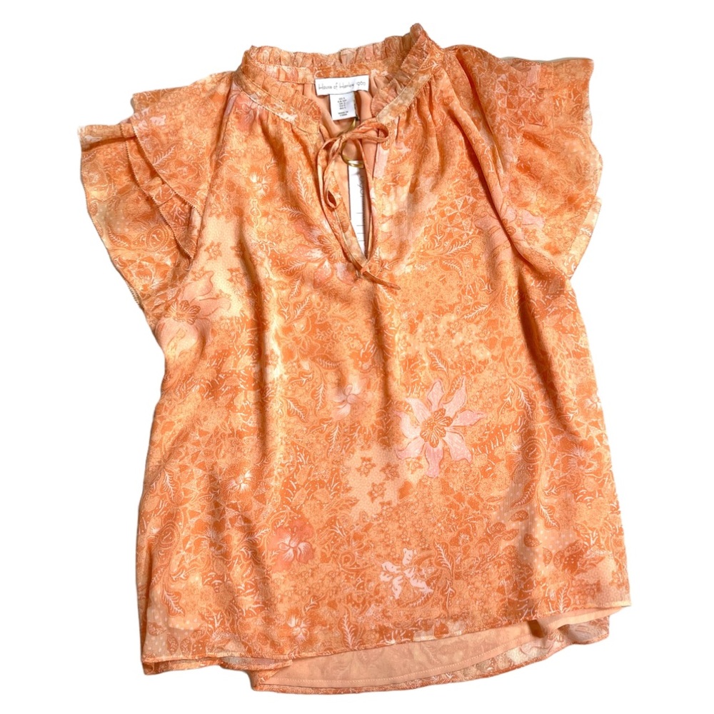 House of Harlow 1960 ruffle blouse peach/orange size small NWT